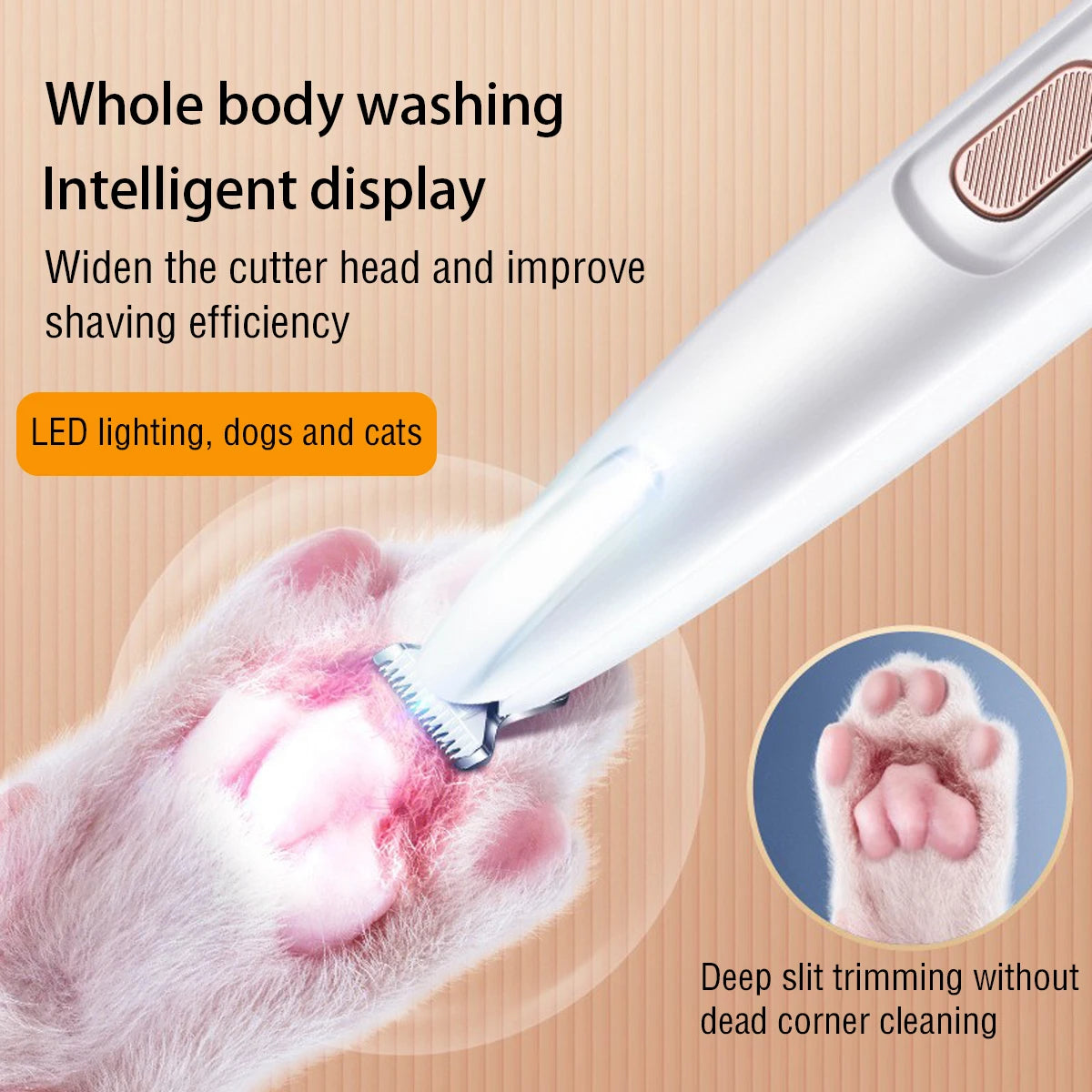 Waterproof WoofPaw Trimmer with LED Light & 18mm Wide Blade