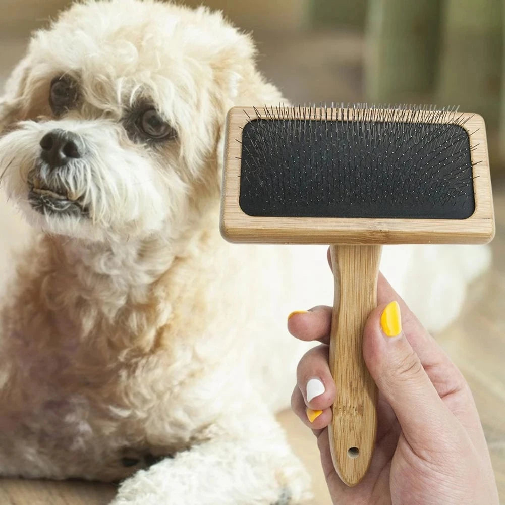 Bamboo Handle Dog Hair Brush Comb